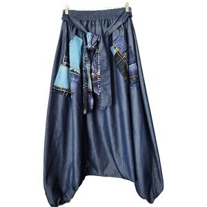 Kara Chic by NF Harem Pant Bubble Balloon Elastic Waist O/S Denim Lagenlook